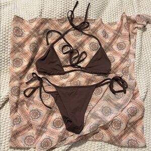 437 Brown Bikini Full Set
